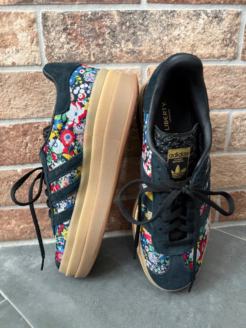 LIBERTY LONDON x adidas Originals Women's Gazelle Bold Shoes Black Floral Sz 7.5